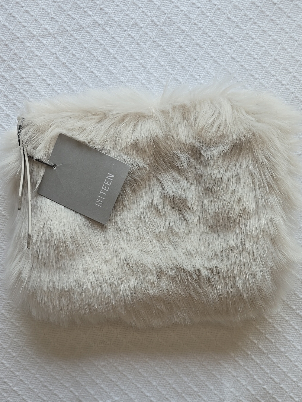RH Teen Kashmir Faux Fur Cosmetic Bag Ivory Cream
